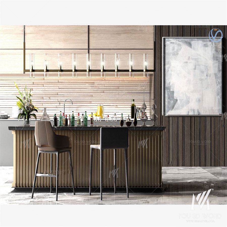Modern kitchen multifunctional lounge bar chair 3d model